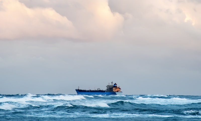 cargo ship in choppy waters