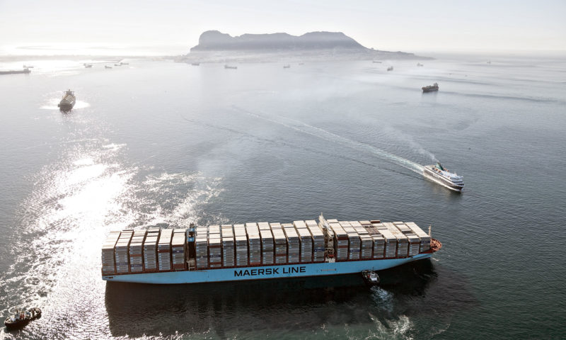 Maersk ship, Gibraltar, Triple E